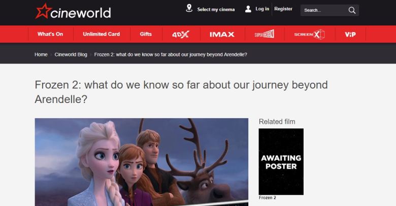 Cineworld Frozen 2 Preview Screengrab